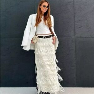 NWT ZARA FRINGED PENCIL SKIRT ZW COLLECTION